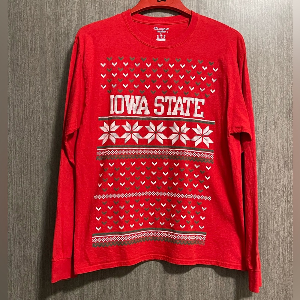 Champion Christmas Long-Sleeve Tee - Iowa State Cyclones - Size Large